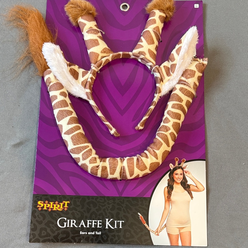 Spirit Giraffe Ears Tail Halloween Costume Kit Brown NWT